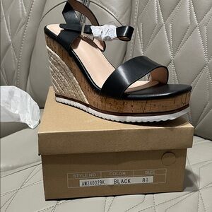 Black Wedge Sandals for Women